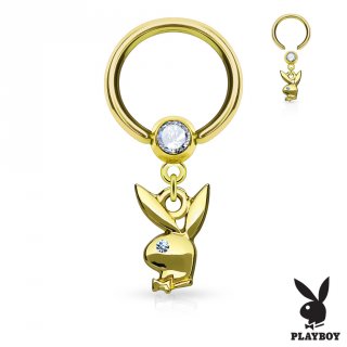 Piercing anneau CBR dor� � pendentif lapin Playboy