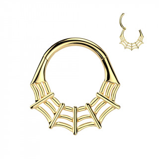 Piercing anneau clicker dor� Toile d'araign�e en Titane (septum, daith, lobe...)