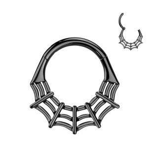Piercing anneau clicker noir Toile d'araign�e en Titane (septum, daith, lobe...)