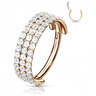Piercing anneau clicker Titane cuivr�  � triple ligne de zirconiums