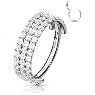 Piercing anneau clicker Titane � triple ligne de zirconiums