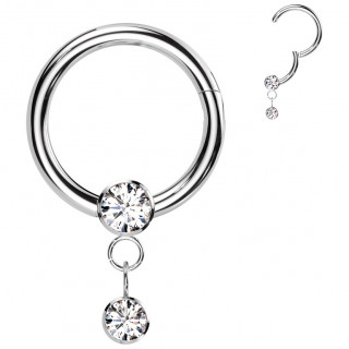 Piercing anneau clicker Titane � zirconiums clairs