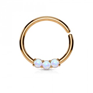 Piercing anneau cuivr� serti de 3 opales claires