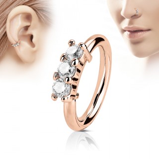 Piercing anneau cuivr� trois pierres