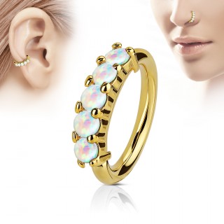 Piercing anneau dor� couronne d'opales