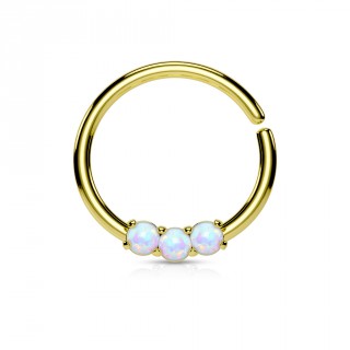 Piercing anneau dor� serti de 3 opales claires
