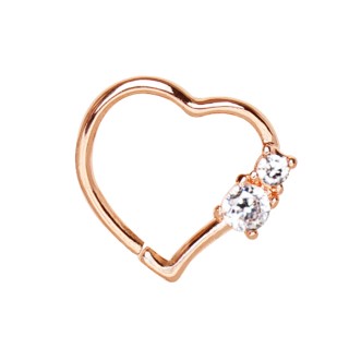 Piercing anneau en forme de coeur cuivr� � strass