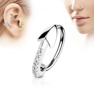 Piercing anneau fl�che pav�e de strass (nez, cartilage)