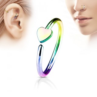 Piercing anneau nez / cartilage arc en ciel � coeur