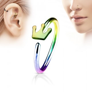 Piercing anneau nez / cartilage arc en ciel � couronne