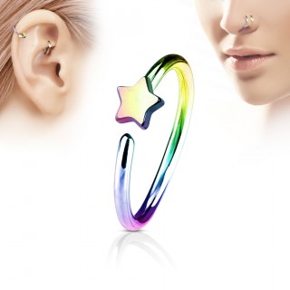 Piercing anneau nez / cartilage arc en ciel � �toile