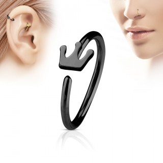 Piercing anneau nez / cartilage noir � couronne