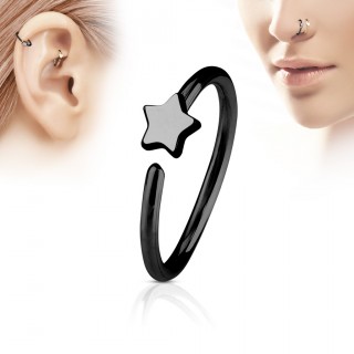 Piercing anneau nez / cartilage noir � �toile