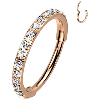 Piercing anneau nostril clicker en Titane cuivr� avec incrustations de zirconiums