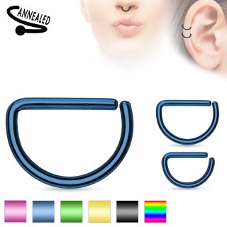 Piercing anneau oreille ou nez en D en acier plaqu� IP