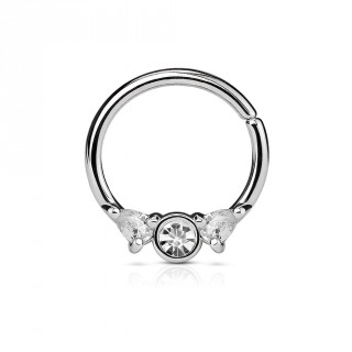 Piercing anneau pliable � trio de strass (septum, oreille...)