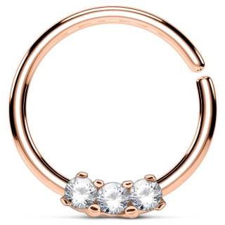 Piercing anneau pliable cuivr� serti de 3 strass