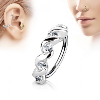 Piercing anneau � relief twist� serti (nez, cartilage)