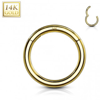 Piercing anneau charni�re clipsable en or jaune 14 carats (oreille, t�ton, l�vre...)