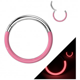 Piercing anneau Titane � arc phosphorescent Rose (septum, daith, h�lix...)