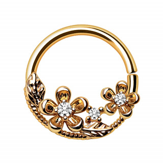 Piercing anneau tordable dor� � jardin de fleurs (septum, lobe...)