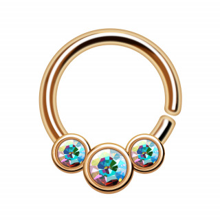 Piercing anneau tordable dor� � 3 zirconiums aurore bor�ale