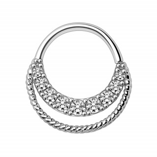 Piercing anneau tordable style cordage � arc de strass