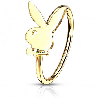 Piercing anneau tragus / nez acier dor� � lapin Playboy