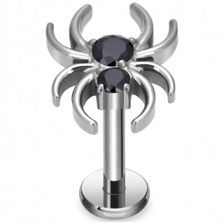 Piercing araign�e en Titane � zirconiums noires (l�vre et oreille)