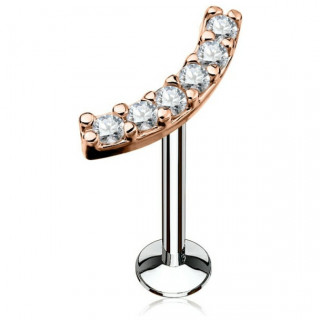 Piercing arc cuivr� pav� de strass (l�vre, cartilage)