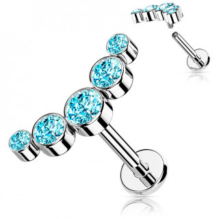 Piercing � arc pav� de strass (l�vre, h�lix...) - bleu aqua