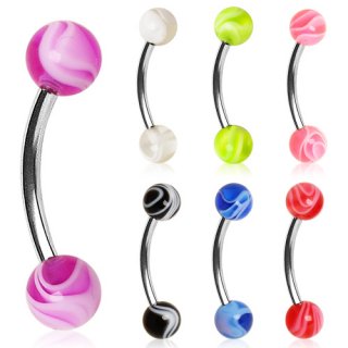 Piercing arcade � boules marbr�es style glace
