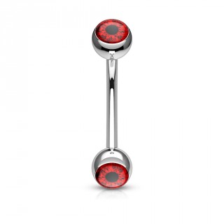Piercing arcade acier � oeil humain - Rouge