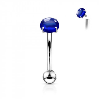 Piercing arcade acier � cabochon Bleu (filetage interne)
