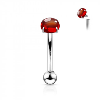 Piercing arcade acier � cabochon Rouge (filetage interne)