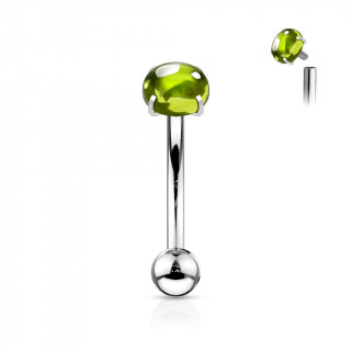 Piercing arcade acier � cabochon Vert (filetage interne)