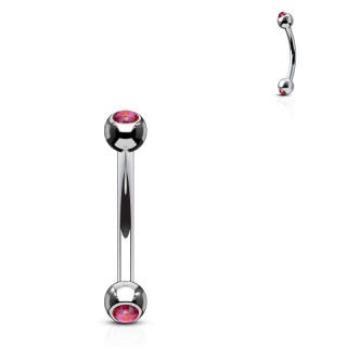 Piercing arcade acier serti opales rouge