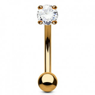 Piercing arcade / banane plaqu� or rose � pierre claire