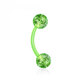 Piercing arcade bioflex vert � boules paillett�es