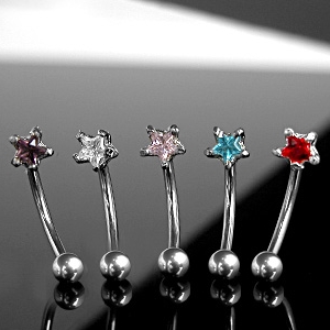 Piercing arcade boule et �toile sertie