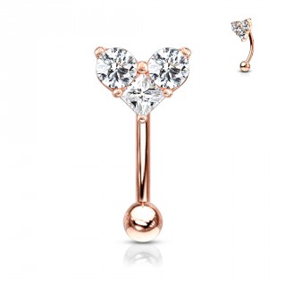 Piercing arcade � coeur de zirconiums assembl�s - Plaqu� or rose