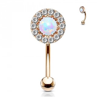 Piercing arcade cuivr� � Opale cercl�e de strass