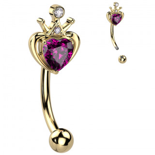 Piercing arcade dor� � coeur rose couronn�