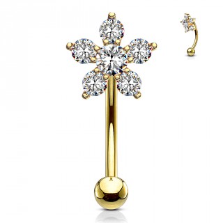 Piercing arcade dor� � fleur pav�e de strass