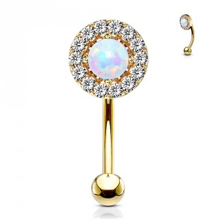 Piercing arcade dor� � Opale cercl�e de strass