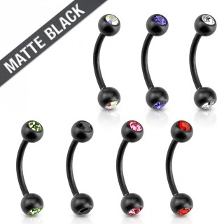 Piercing arcade en acier noir mat � boules serties