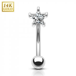 Piercing arcade en or blanc 14 carats avec zirconium �toil�