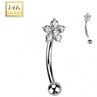 Piercing d'arcade en or blanc 14 carats � fleur zirconiums