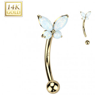 Piercing arcade en or jaune 14 carats � papillon d'opales