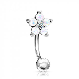Piercing arcade � fleur d'opales blanches